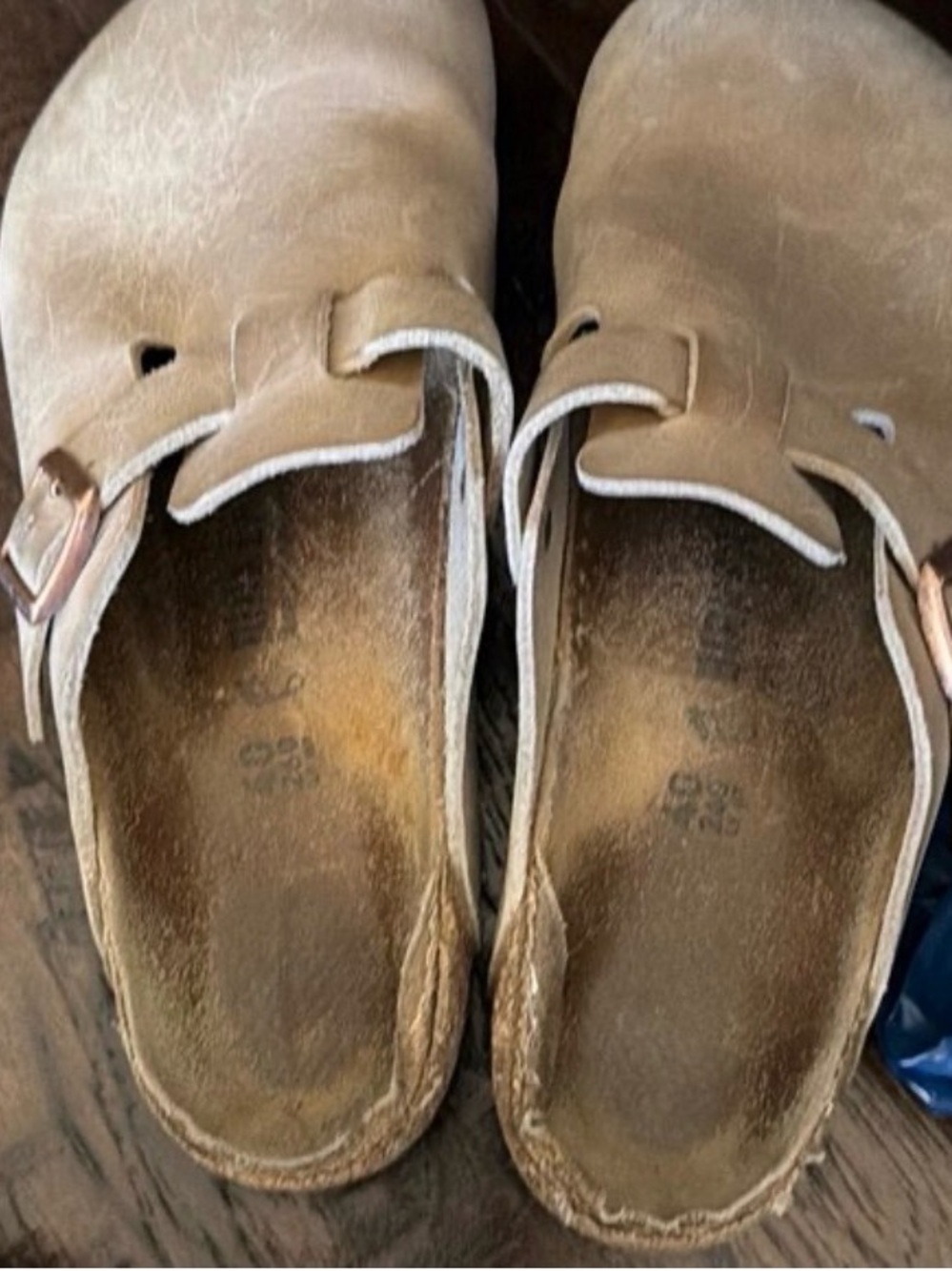 Birkenstock Taupe Leather Boston Clogs - Picture 4 of 4